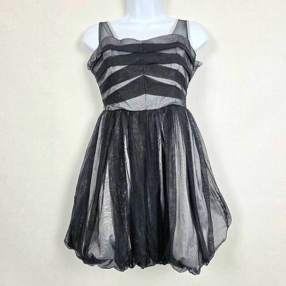 BCBGeneration Black Mesh Bubble Party Dress Size XS - Picture 1 of 12